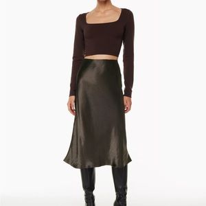 Aritzia Babaton Slip Skirt Coffee Bean